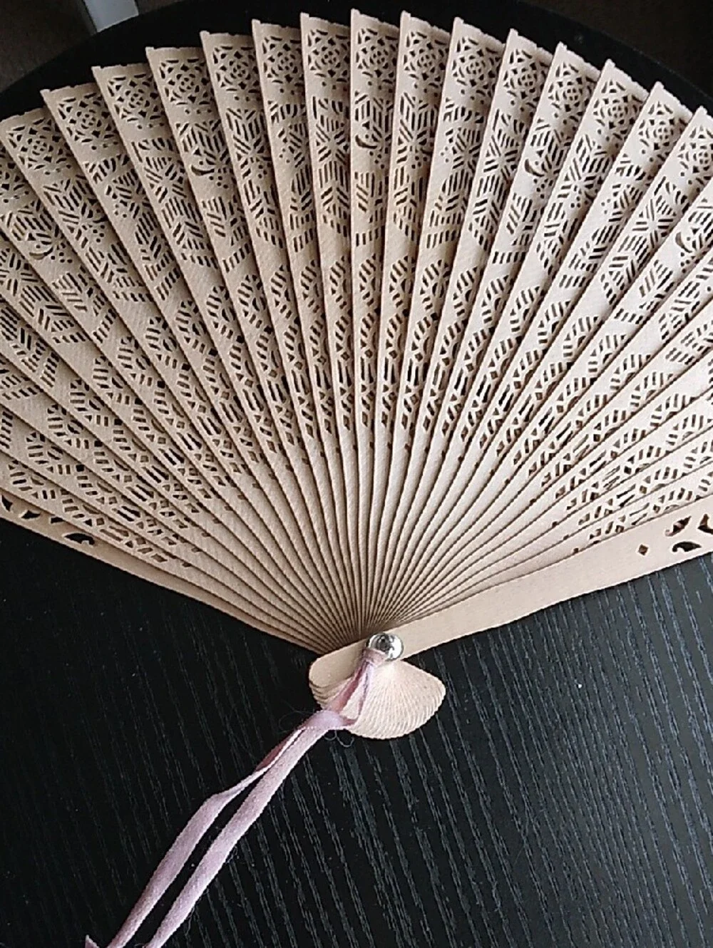 Vintage Chinese Sandalwood Carved Wooden Fans In Boxes Set Of 3